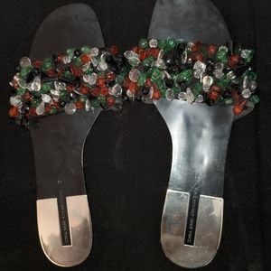 Zara Black Sandals with Multi Color Beads